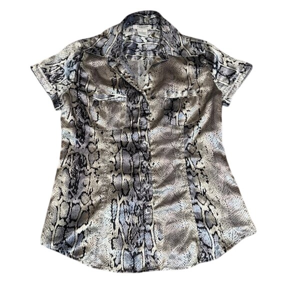 Vertigo Paris Tops - VERTIGO PARIS Silky Snakeskin Animal Print Blouse Size S